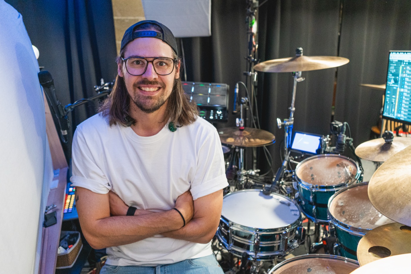 Johannes Biegl at the drum kit